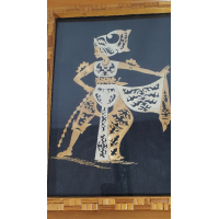 Indonesische bamboelijst met ingelegd Wayangfiguur